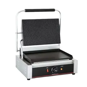 Електрически контактен грил с една гладка и една оребрена плоча, 1,8 kW