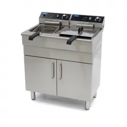 Фритюрник 2 х 16 л с шкаф - студена зона, кранове, 60°C и 200°C - 230V