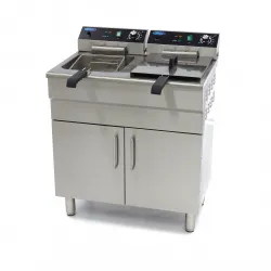 Фритюрник 2 х 16 л с шкаф - студена зона, кранове, 50°C и 200°C - 400V