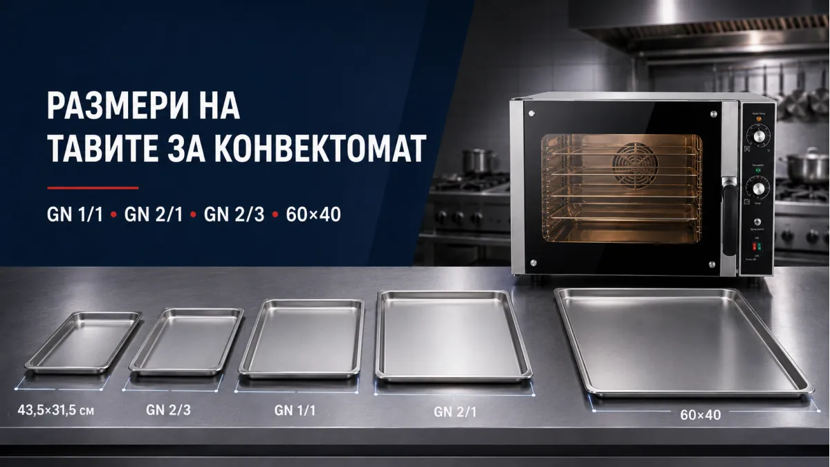 Размери на тавите за конвектомат — GN 1/1, GN 2/1, GN 2/3 и 60×40