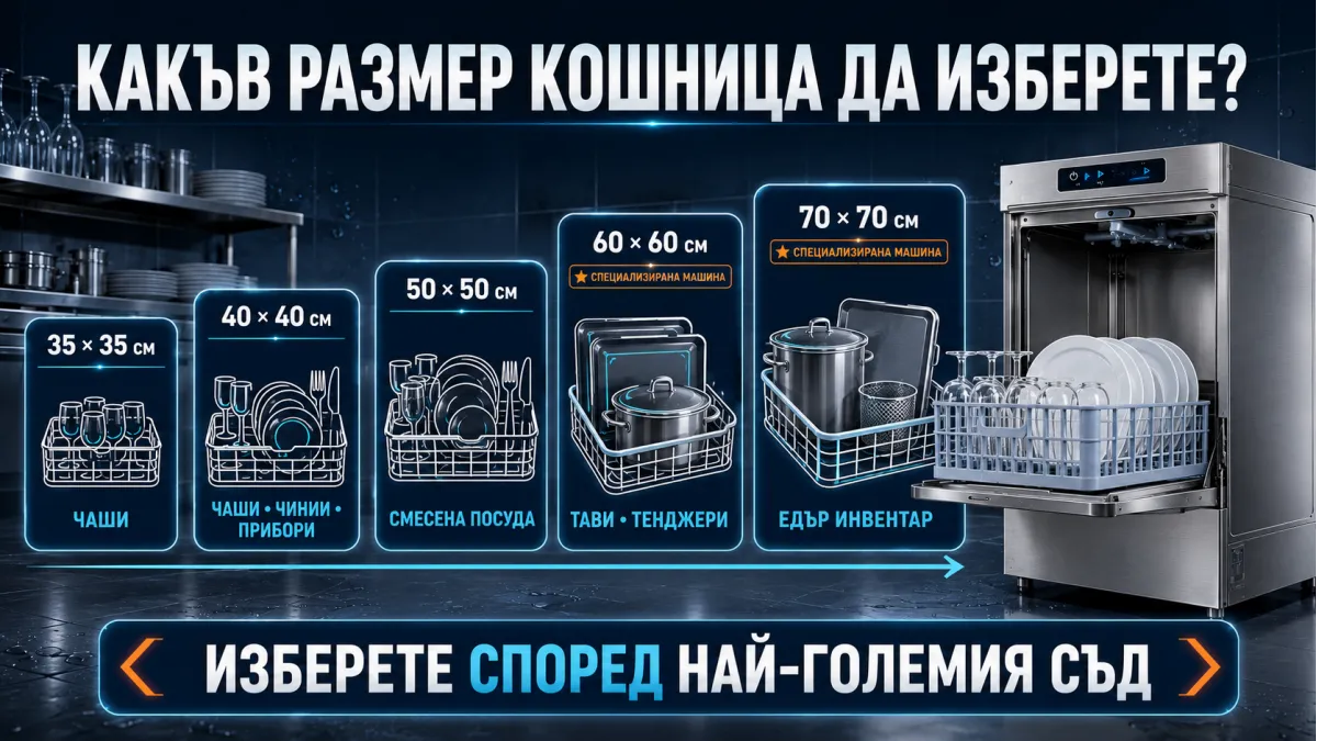 Какъв размер кошница да изберете за професионална съдомиялна?